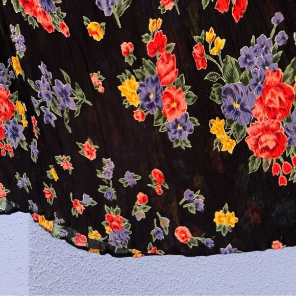 Vintage 90s broomstick skirt crepe maxi floral print - Picture 3 of 7